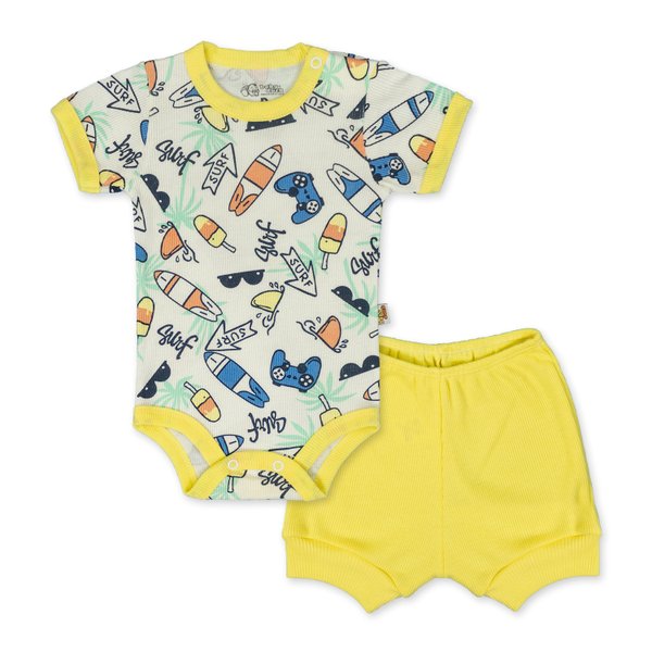 12 conjunto body manga curta em malha canelada