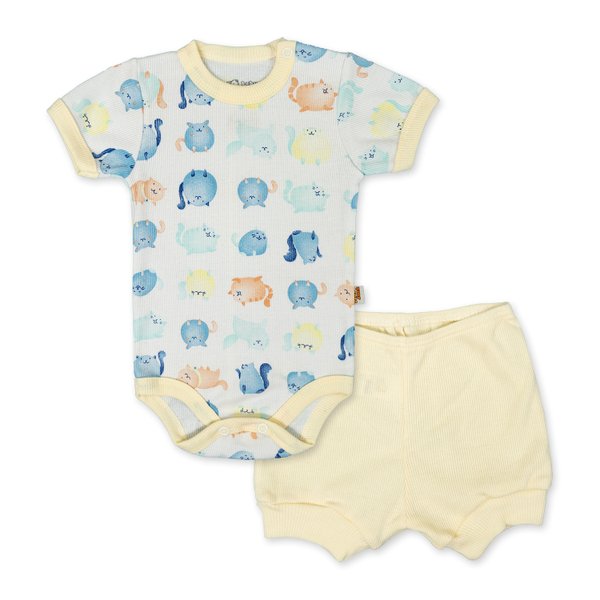16 conjunto body manga curta em malha canelada