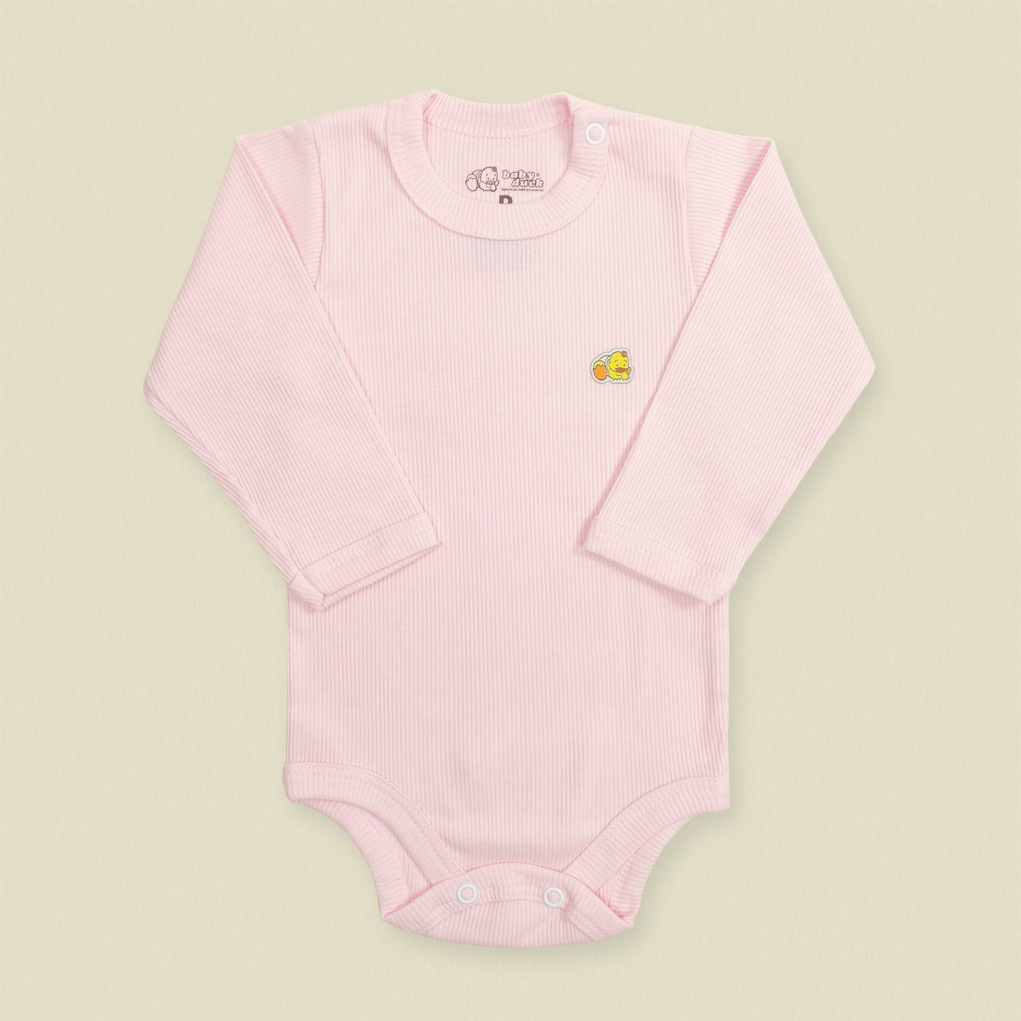 Conjunto Body Bebê Manga Longa em Malha Canelada 100% Algodão - Baby Duck